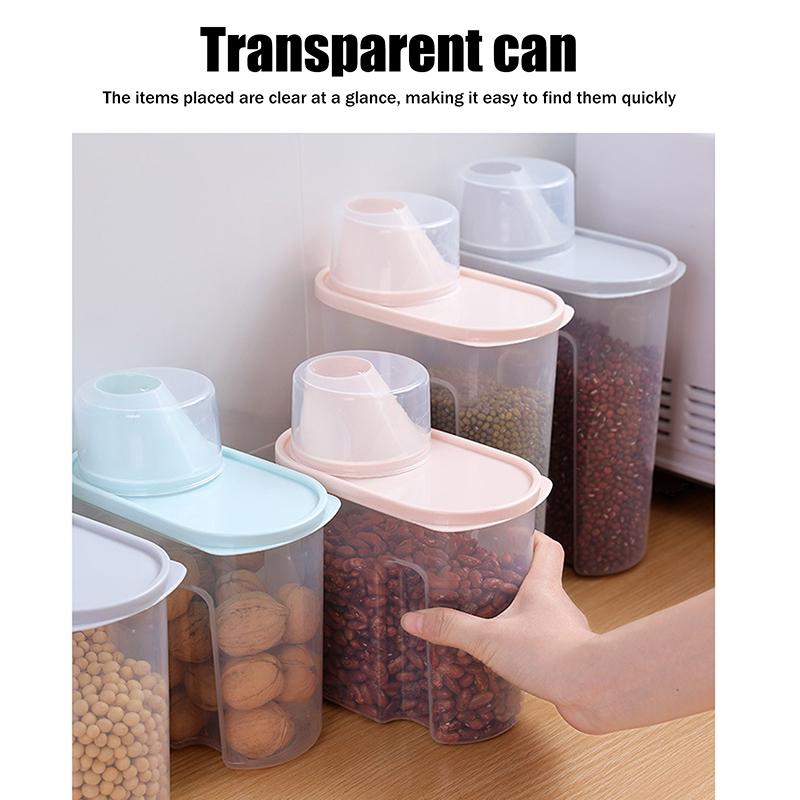 Grain Storage Container With Measuring Cup Food Storage Box Dry Goods Airtight Container Rice Bucket
