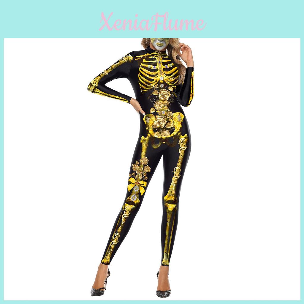 Halloween Horror Skeleton Costume For Women With 3d Print And Spandex For Halloween Parties