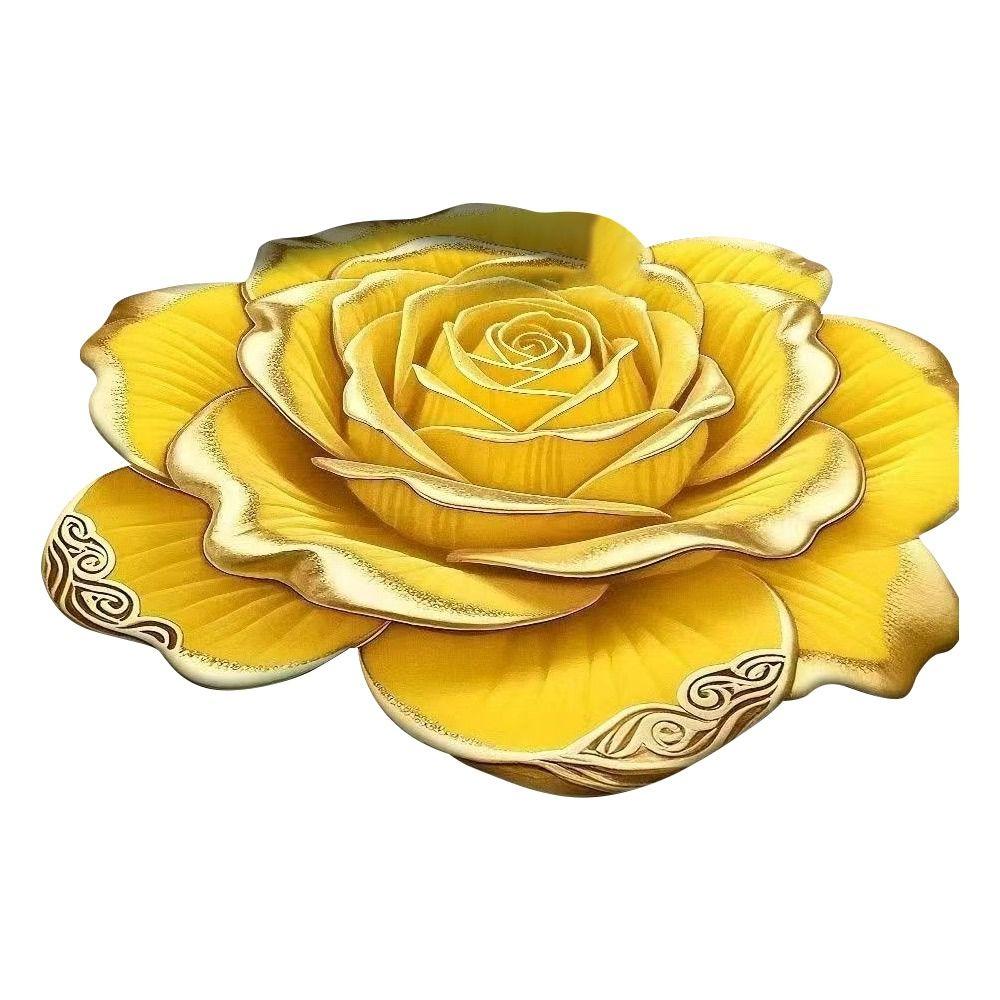 Portable Special-shaped 3D Flower Carpet Crystal Velvet Absorbent Bathroom Floor Mat Non-slip Soft Rose Floor Mat Home Decor