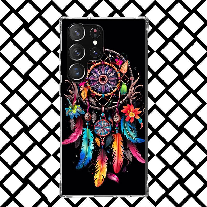 Retro Feather Dreamcatcher Phone Case for Samsung Galaxy S26 S25 Edge S24 S23 Ultra S22 Plus S21 FE S20 + Soft Cover Print Funda