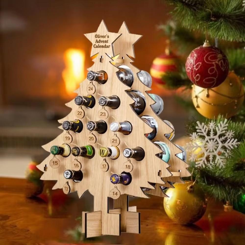 Christmas Advent Calendar Wine Holder For 2025 Countdown Calendar Wine Rack Xmas Wooden Wine Bottle Stand Decoration For Home