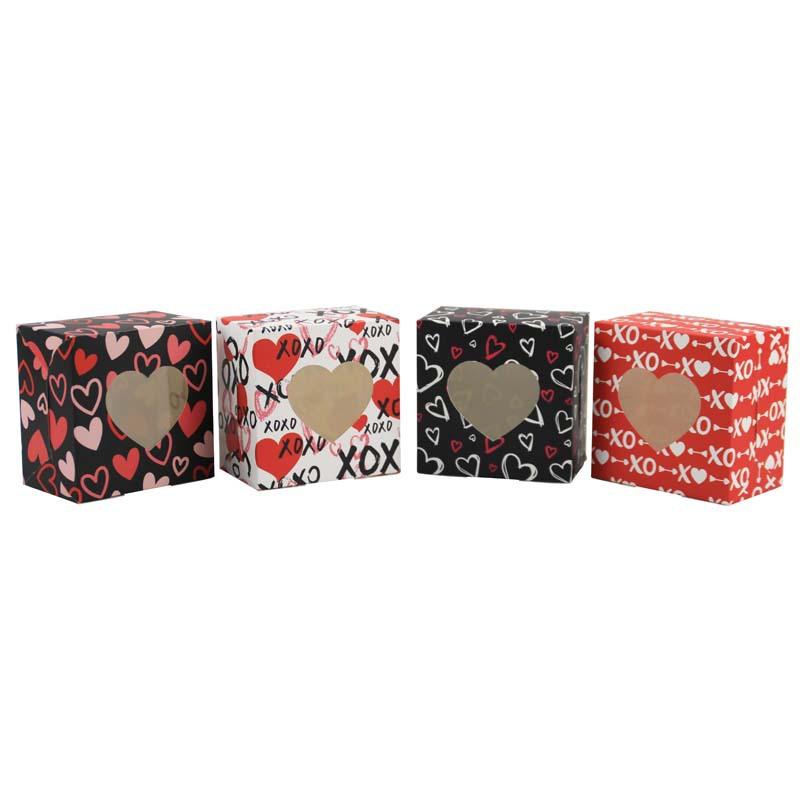 WTEMPO Foldable DIY Valentine's Day Heart-shaped Design Clear Window Gift Boxes Festive Party Mini Gifts Universal Packaging Paper Boxes