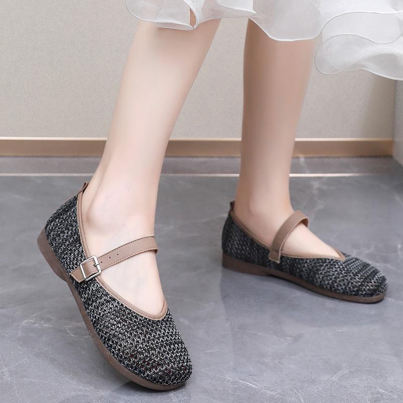 Women's 2025 Mary Jane Mesh Shoes - Breathable Flyknit, Soft Sole, One-Strap, Hollowed-Out Design