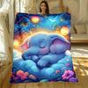 1pc Sleeping Elephant Blanket Magical Night Sky Blanket Cartoon Baby Elephant Blanket Dreamy Cloud Design Kids Room Decor Gift