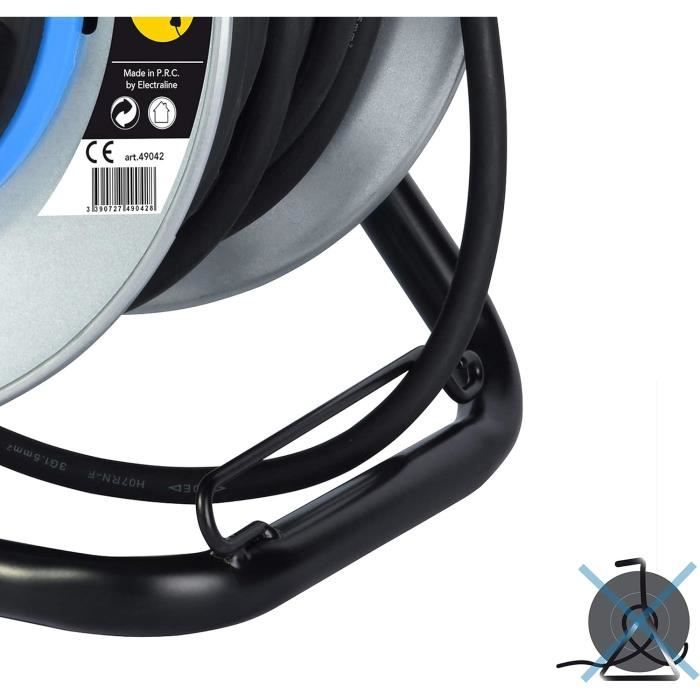 Enrouleur - Electraline - Pro-Line 49071 - Métal - 4 Prises Schuko - 50m - IP44
