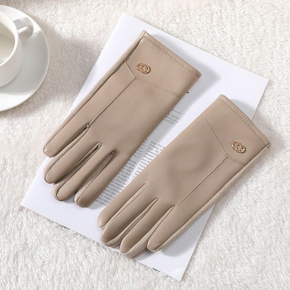 New PU Leather Winter Gloves Warm Full Finger Touch Screen Gloves Touchable Screen Coldproof Driving Mittens Girls