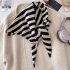 "100% Australian Wool Striped Triangular Scarf - Versatile Women's Knitted Shawl and Headscarf"