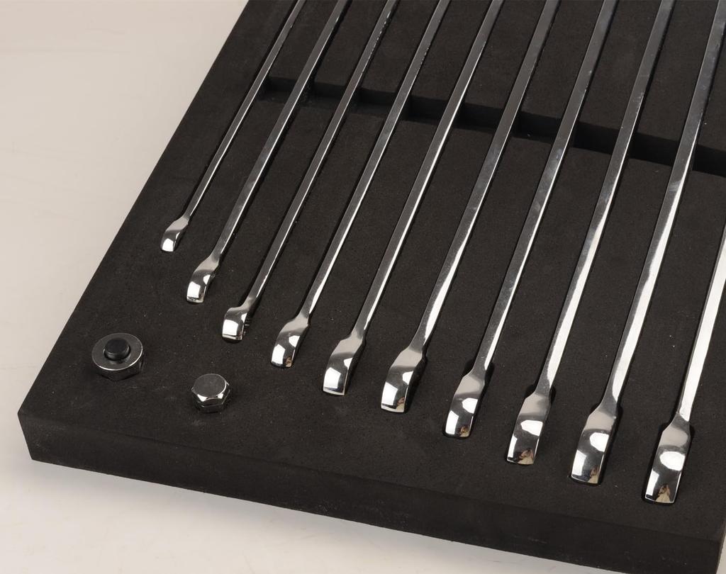 FLZOSPER Box Wrench Set, Ratchet Wrench, Extra Long Straight, 90 Gears, Mirror Finish, 8-19mm, 14-Piece Set, with Storage Case