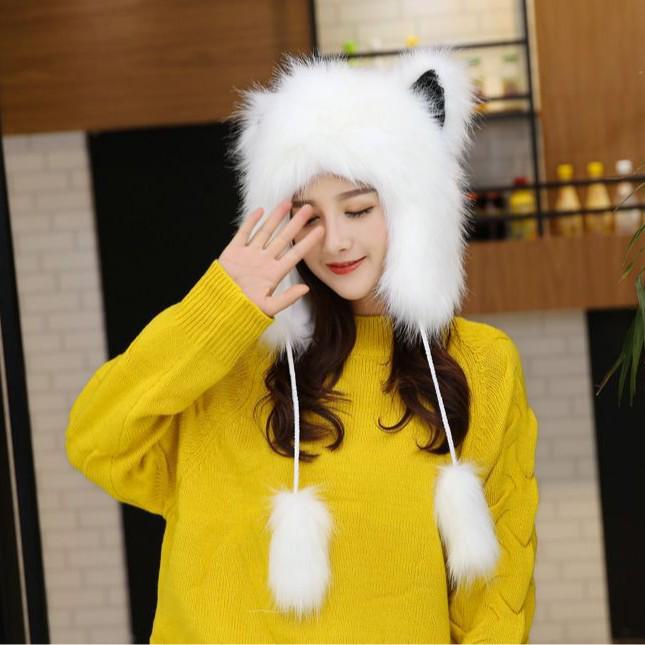 Women's Winter Korean Style Double-Layer Faux Mink Fur Hat with Ear Protection