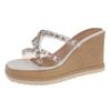 Fashion Women's Rhinestone Decor Wedge Heel Sandals Transparent Pvc Thick Sole Slippers Woman Summer Fashion Chunky Platform Sandalias