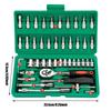 46-Piece Auto Maintenance Tool Set 1/4" Socket Ratchet Torque Wrench Pry Tools Combination Kit Household Car Repair Hand Tools