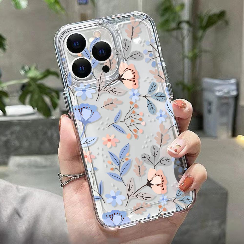 Flower Phone Case For iPhone 11 Case iPhone 13 12 14 15 Pro Max XR XS X 7 8 Plus SE  Shockproof Soft Clear Cover for Girl