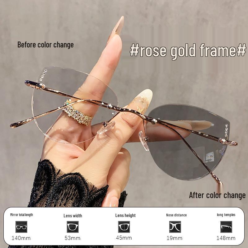 Премиальные Ультралегкие Титановые Безободковые Овальные Фотохромные Женские Очки по Рецепту