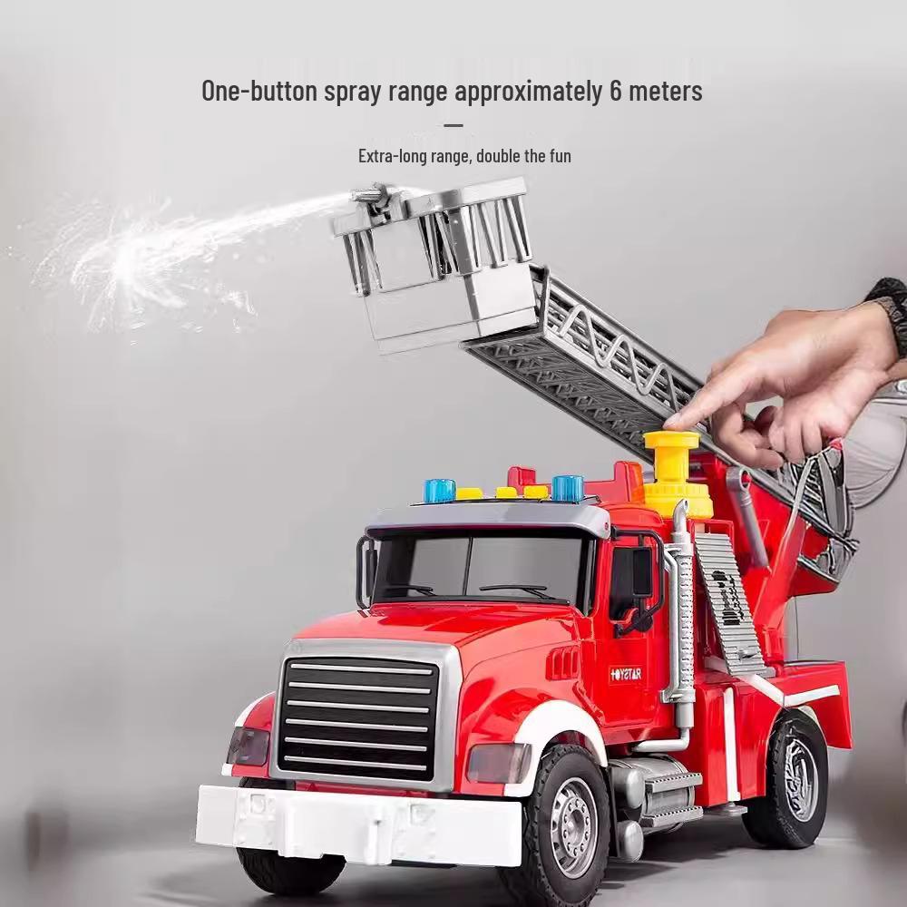 Large Kids' Toy Car: Engineering Vehicle with Water-Spraying Fire Truck, Sound & Light, Storytelling Feature