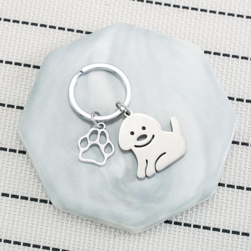 Tecknad Hund Nyckelring i Rostfritt Stål Söt Design för Husdjursälskare Modeväskhänge Praktisk Gåva till Bästa Vänner Djurälskare