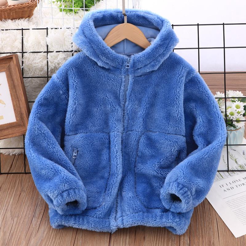 Herbst Winter Warme Mäntel Oberbekleidung Kleidung Kinder Jungen Mädchen Bekleidung Polyester Thermisch Reißverschluss Kapuzenpullover Frauen Männer 110cm blau