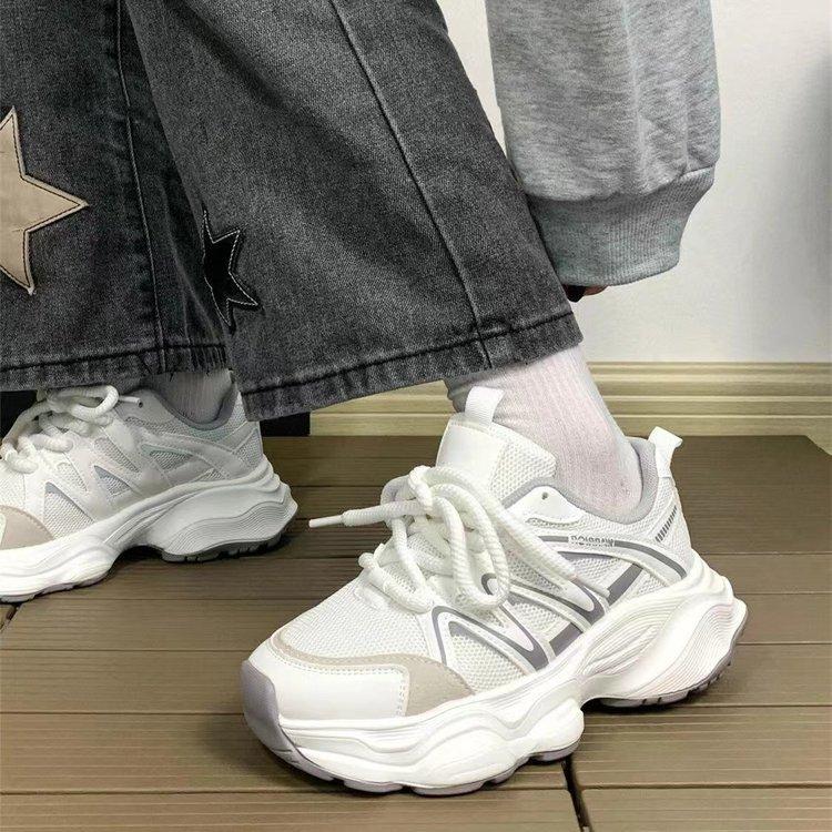 Silver dad shoes spring and summer new platform sports shoes platform dad shoes casual 35