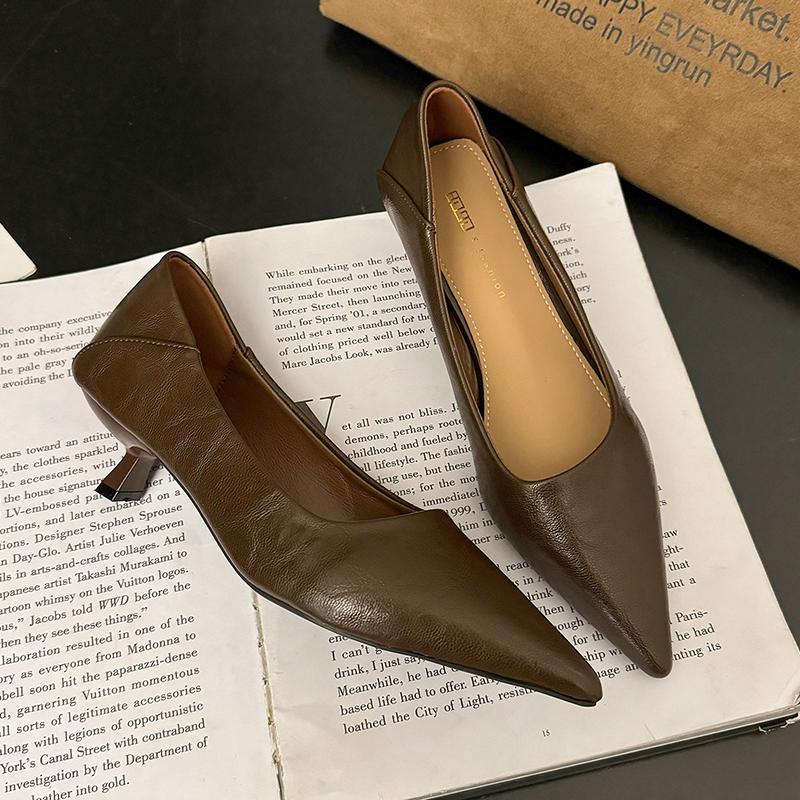 Fashion New Luxury Pumps Shoes for Women Heeled Woman Medium Heel Stiletto Heels High Sandal Party Office Elegant Brown Small Heel Sexy