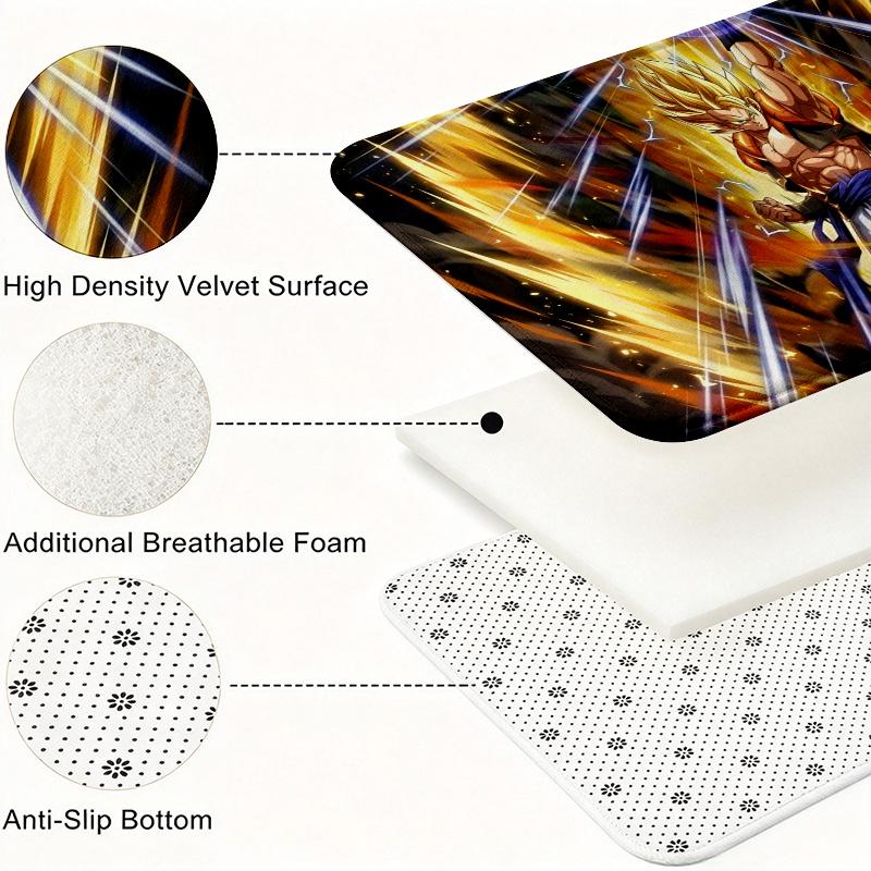 Dragon Ball Super Saiyan Flannel Kitchen Mat Christmas Soft Area Rug Non Slip Floor Carpet Home Decoration