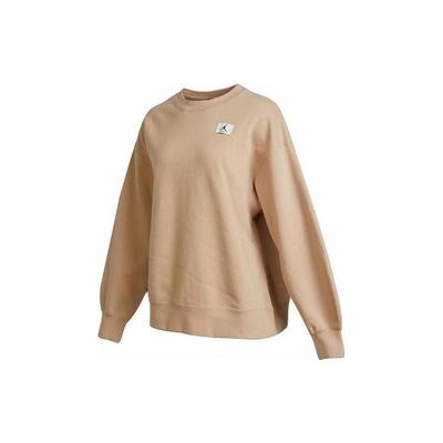 Solid Logo Label Round Neck Casual Loose Fleece Pullover Long Sleeve Sweatshirt Women Sweatshirt Skin DQ4600-254