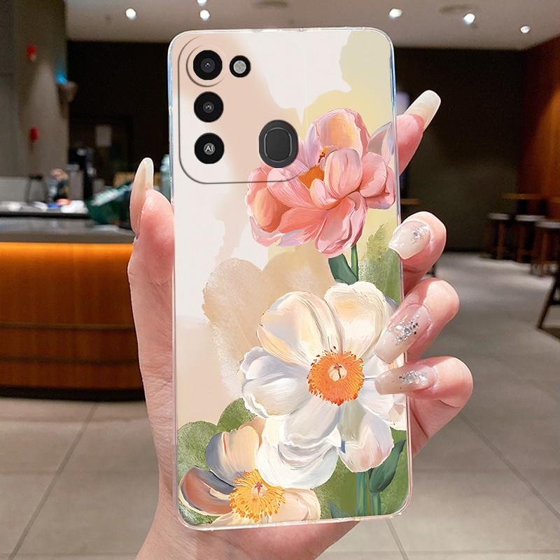 Back Cover For Tecno Spark 8C Case Clear Luxury Fashion Aesthetic Butterfly Flower Soft TPU Silicone Phone Case Tecno KG5k KG5j