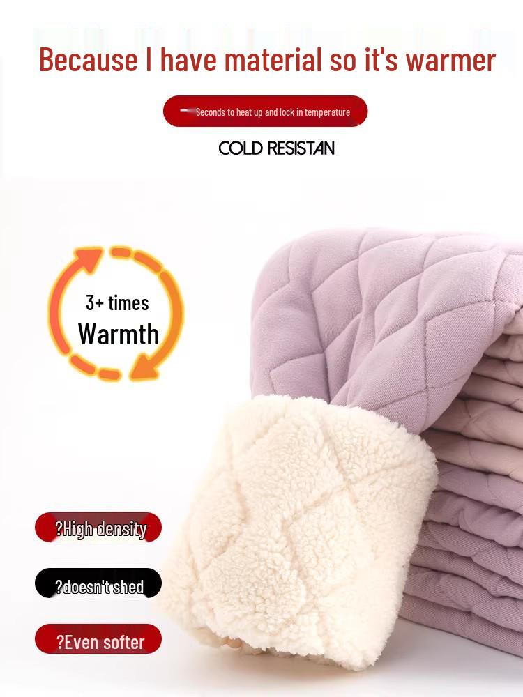 Girls' High-Waisted Thermal Wool Leggings, Thickened Winter School Uniform, Slimming Cotton Warm Pants for Teens