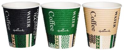 Commercial-Grade Insulated Paper Cups, 210ml, Pack of 50, Embossed, Hallmark Cafe, Volume Graduations, 3 Colors (Glazed), Made In Japan, C2150EC
