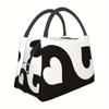 Heart Spade Print Insulated Lunch Bag Durable Polyester Oxford Picnic Cooler Tote