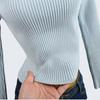Autumn and Winter Thick Round Neck Short Long-Sleeved Knitting Sweater Sunken Stripe Stretch Pullover Pure Color Bottoming Shirt Women's Clothing