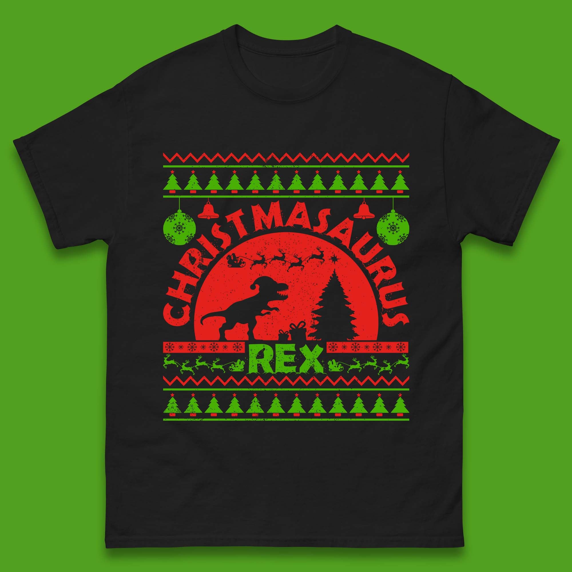Christmasaurus Rex Mens T-Shirt Womens Tops Tees S