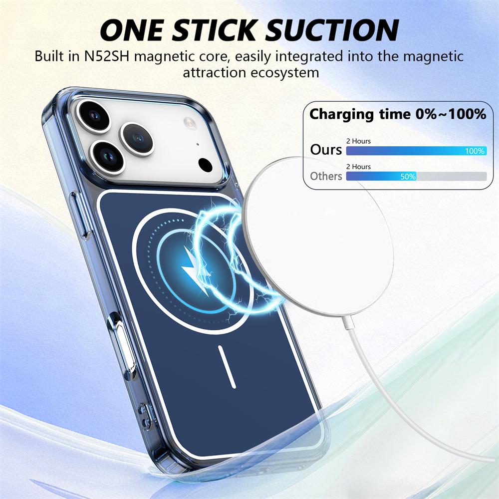 For iPhone 17 Air 16 Pro Max 15 14 13 12 For Magsafe Magnetic Case Shockproof Hard Wireless Charging Shockproof Back Cover Funda