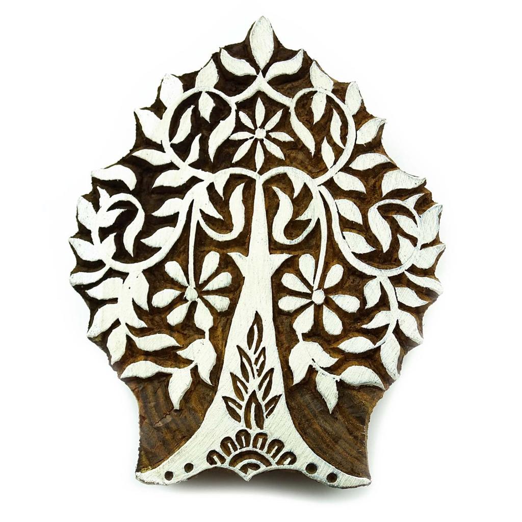 Sběratelské dekorativní bloky indický dřevěný blok strom vyřezávané textilní razítko