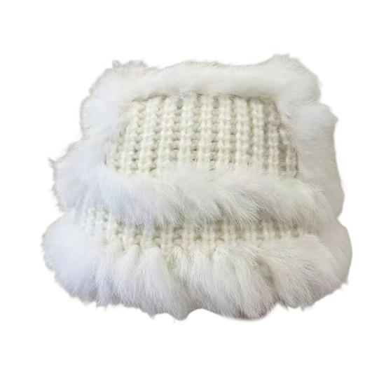 Women Fisherman Hat Imitation Rabbit Fur Decor Autumn Winter Windproof Warm Dome Soft Knitting Basin Hat