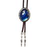 Western Vintage Braided Rope Bolo Tie with Oval Shape Stone Pendant Adjustable Cord Necktie Jewelry Necklace for Men