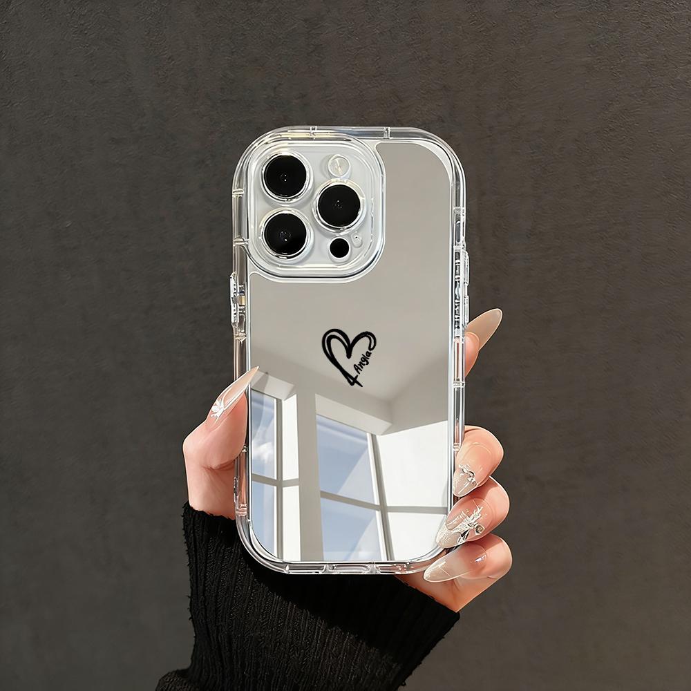 Cute Love Heart Pattern Phone Case For iPhone 17 11 12 13 14 15 16 Pro Max XS XR 7 8 Plus Make Up Mirror Shockproof Luxury Funda