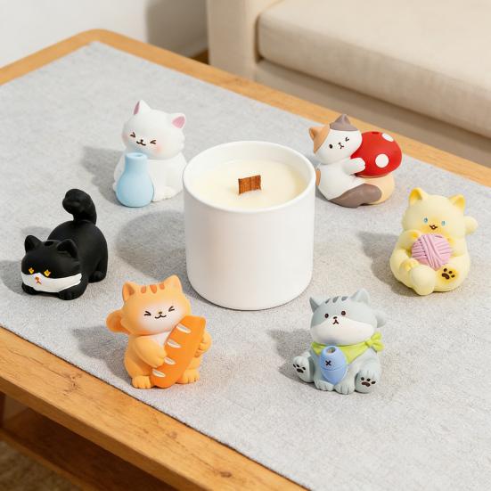 Cute Cat Whisker Collector 3D Cartoon Cat Sculpture Pet Beard Holder Resin Cat Whisker Vase Mini Pet Vibrissae Keepsake Sympathy Gift for Cat Lovers