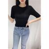 Korean Style Women's Sexy Black Slimming Short-Sleeve T-Shirt
