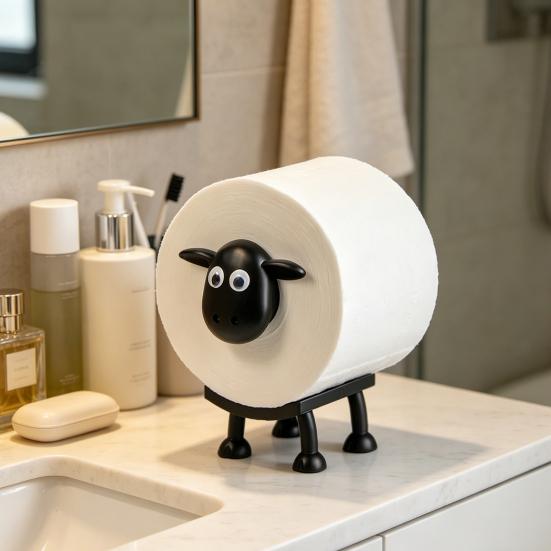 Yousheng Toilet Paper Holder with Sheep Model No-Rust Roll Paper Dispenser Easy Replace Waterproof Organizer for Home Kitchen