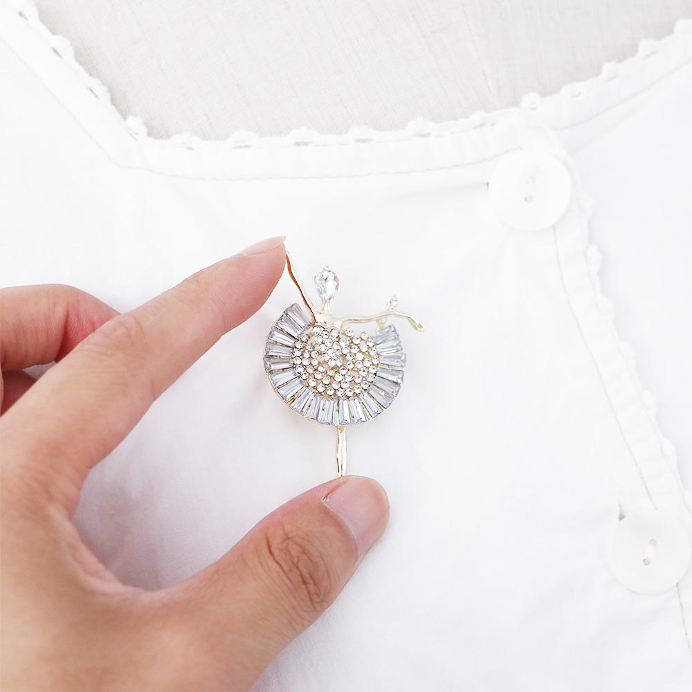 Crystal Girl Gift Clothing Accessories Korean style Ballet Girl Brooch Ballerina Pin Women's Brooch