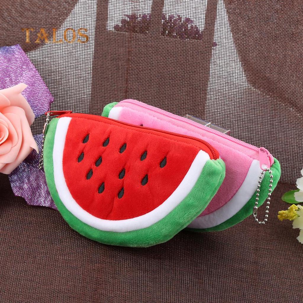 Watermelon Plush Key Coin Wallet Purse Cosmetic Makeup Pouch Phone Pencil Pen Bag Versatile Bags