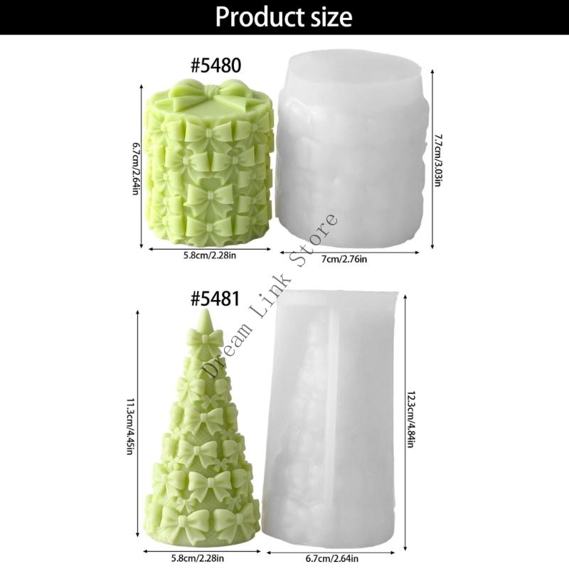 Q1FD Bowknot Shaped Christmas Tree Silicone Mould Sturdy Reusable For Making Aromatherapys Gift Festiveal Decoration