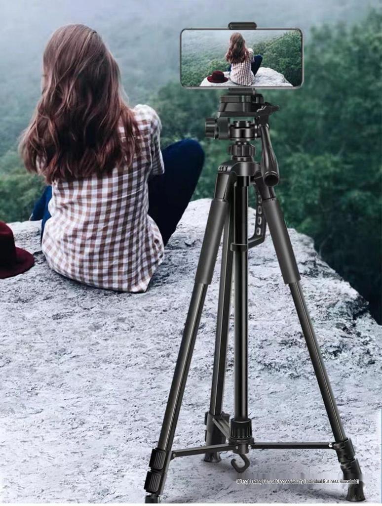 Phone & Camera Tripod Stand with Fill Light and Stabilizer for Live Streaming & Outdoor Videos