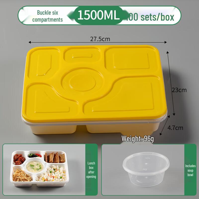 Shixun Disposable 6-Compartment Lunch Boxes with Lids
