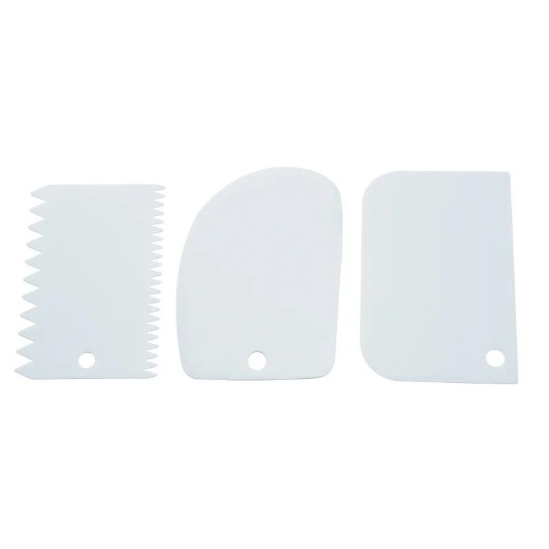 3Pcs/set Kitchen Decorating Tool Baking Dough Cutting Scraper Plastic Dough Scraper Thickened Three-Piece Cream Scraper
