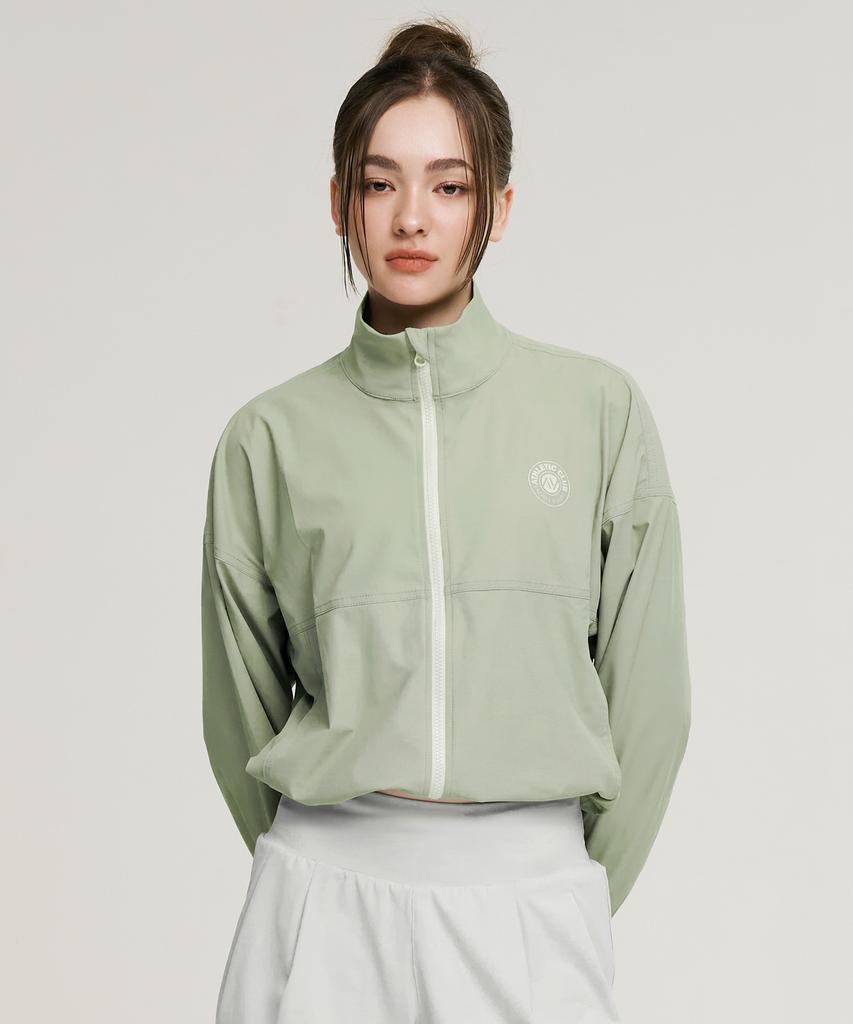 Leijibi Cool Touch Airlight Crop Loose Fit Women'S Zip-Up Rash Guard Olive