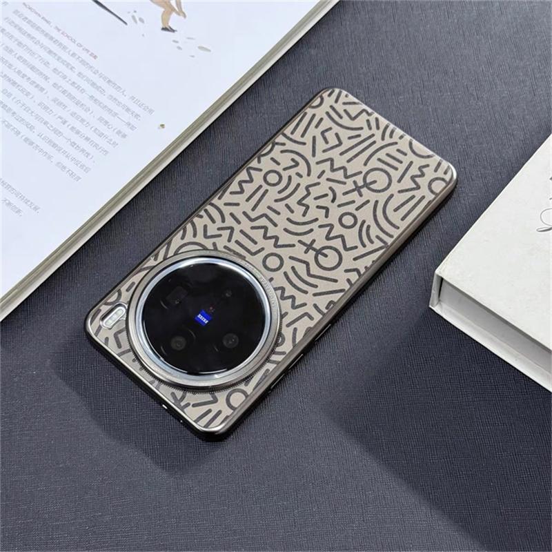Case For Vivo X200 Pro Mini X100 Ultra X100Pro 5G Creative Graffiti Striped PU Leather Phone Cover Electroplated Border Shell