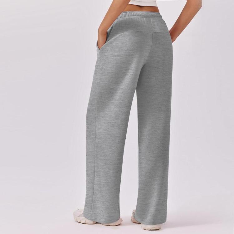 Women's Comfortable Elastic Waist Leisure Sports Wide Leg Loose Straight Pants Trousers
