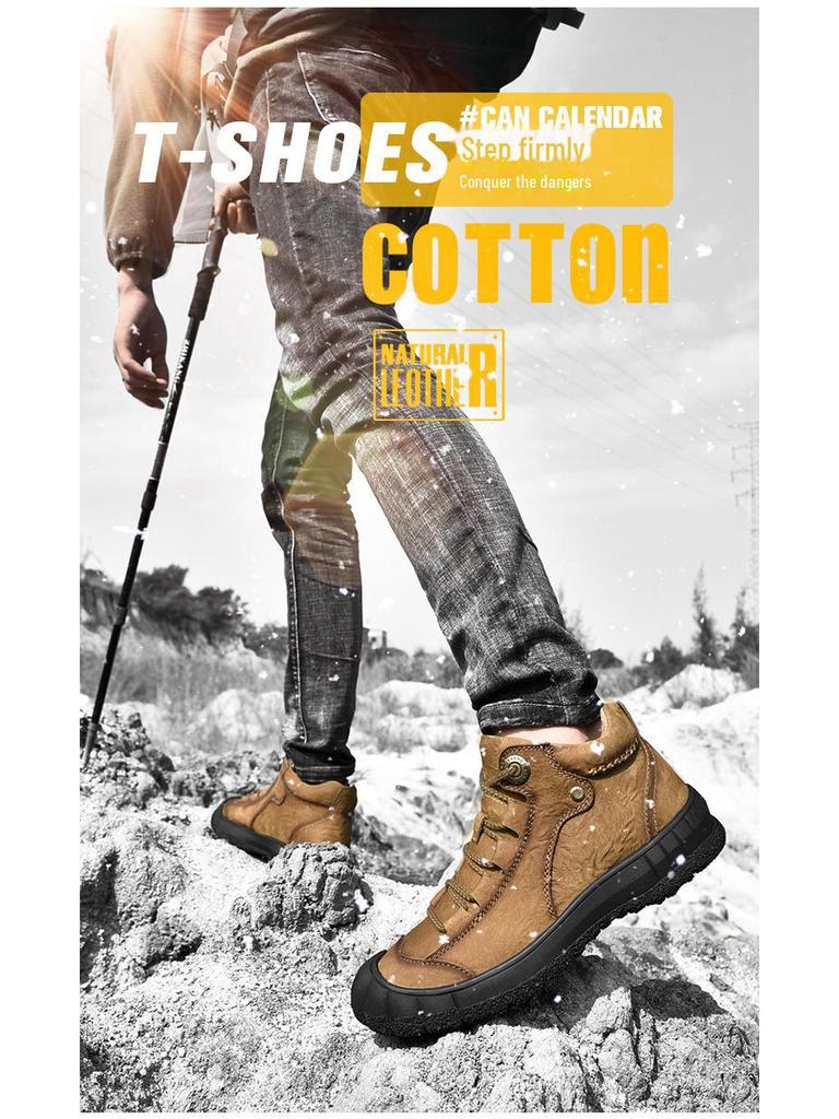 2024 Herbst/Winter Herren Mid-Cut Echtleder Wanderschuhe, Geschlossene Zehe, Trittfest, Große Größe 46