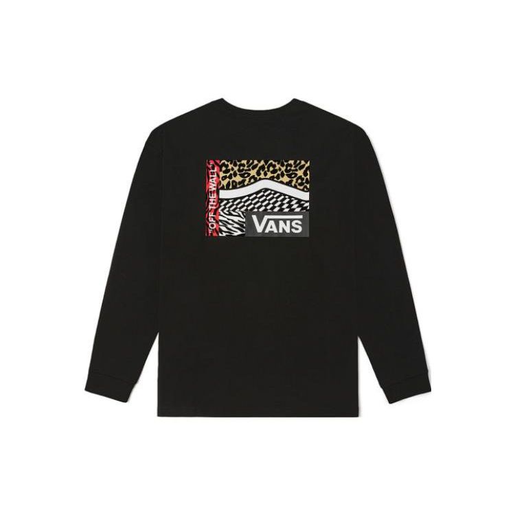 

Vans Logo Print Crew Neck Long Sleeve T-Shirt Unisex Tops Black VN0A7YJKBLK XL