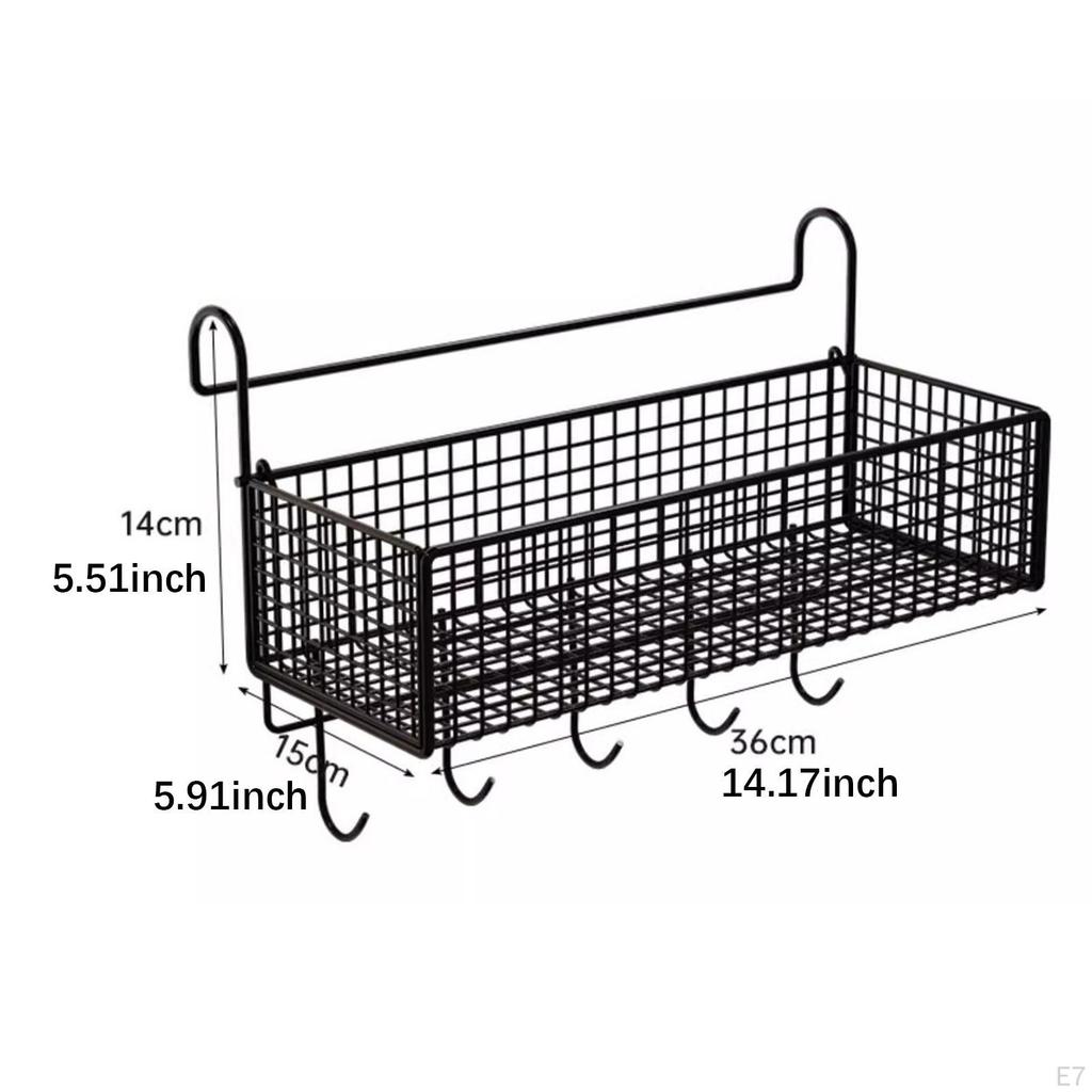 Bedside Hanging Storage Basket Beside Shelf Iron Rack Organizer for Cubical Wall Dormitory Apartment